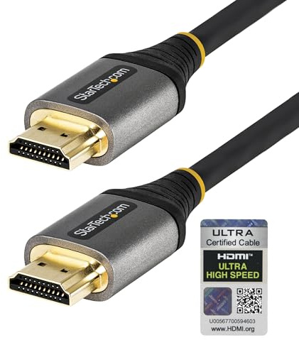 StarTech Cable HDMI 2.1 de 4m Ultra Alta Velocidad, 8K 60Hz, HDR10+ | Blindaje de aluminio EMI, Conectores chapados en oro, Compatible con USB-C a HDMI, MacBook serie M