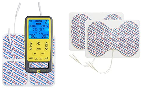 TensCare Sports TENS - Electroestimulador Muscular. Programas predeterminados + 2 Electrodos de mariposa reutilizables para dispositivo de electroterapia