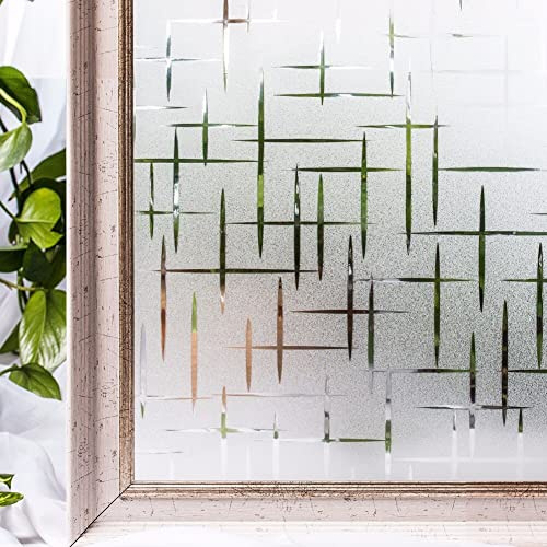 Hoonng Fensterfolie Blickdicht Selbsthaftend Motiv Stern Sichtschutz 44.5x200cm