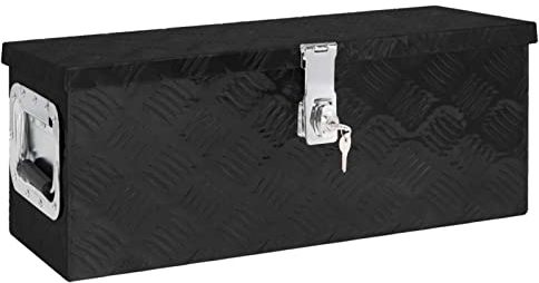 Aufbewahrungsbox, Chusui Abschließbare Box, Alu Box, Metal Box, Transportkiste, Werkzeugbox, Metallkiste, Alukiste, Schwarz 60x23,5x23 cm Aluminium