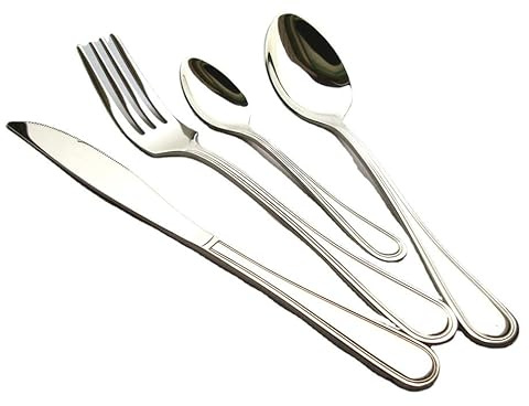 AS ONE MAN 16 Piece Cutlery Set for 4 People, Stainless Steel Flatware Set with Spoon, Knife and Fork Sets, Silverware Set Ideal for Home/Party/Restaurant, Mirror-Polished & Dishwasher-Safe