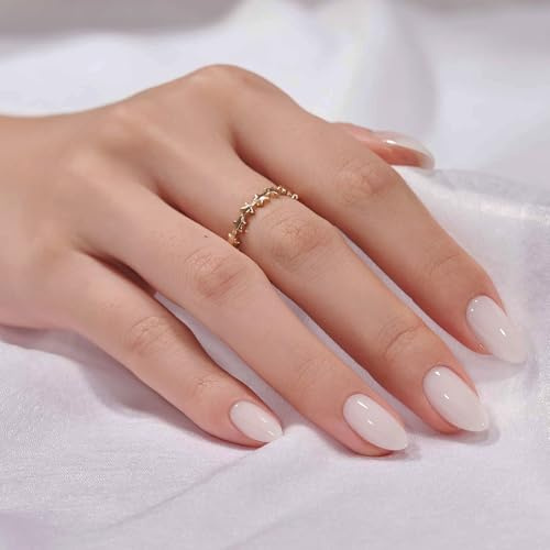 BTArtbox Press On Nails, Cream Puff, Short Almond, White, 32Ct