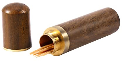 LiebeWH Wood Toothpick Holder Capsule Pocket Portable Toothpick Container Outdoor Toothpick Dispenser for Storing Sewing Needles (Ebony)