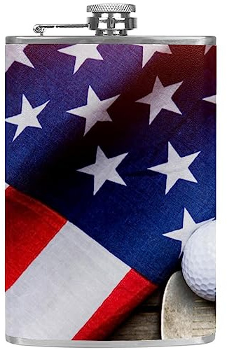 Flasque avec entonnoir Flacons personnalisés,Golf drapeau américain,Petit flacon portatif en acier inoxydable pour l'alcool