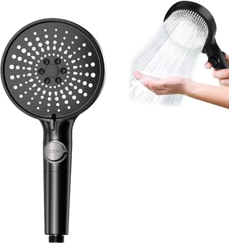 Alcachofa de Ducha de Alta Presión,Cabezal de Ducha de Baño Ajustable,Baño Ahorro Agua Alcachofa de Ducha,Cabezal de Ducha Que Ahorra Agua,Ducha de Mano de Alta Presión de 5 Modos Negro Tokaneit