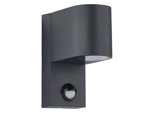 Lindby Wandleuchte außen Gelso mit Bewegungsmelder (spritzwassergeschützt (Modern) in Schwarz aus Aluminium (1 flammig, GU10) - Wandlampe für Außenwand/Hauswand Haus Terrasse und Balkon
