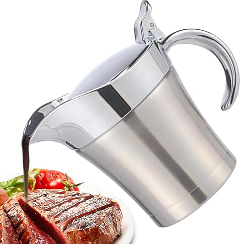 Chansunokku Edelstahl Thermo Sauciere, Isolierter Soßenkanne Mit Klappdeckel, Saucenbehälter Soßenschüssel Soßiere Für Abendessen, Restaurants, Partys, Weihnachten (500ml)