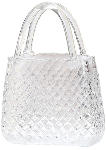 Jarrón de Monedero de Vidrio jarrón de Cartera Transparente para Flores 11.4x8.1x3.5 '' Jarrón de Bolsas de Vidrio Jarrón de Flores Decorativo para centros de Mesa Decoraciones de Mesa de Boda transp
