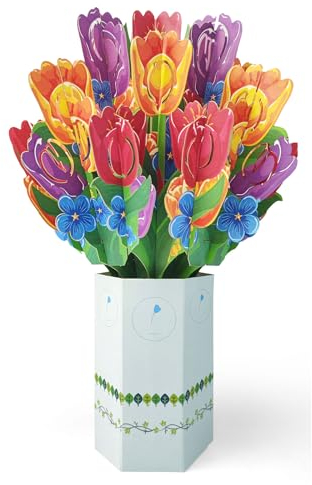 scicent Geburtstagskarten 3D ein Prachtvoller Blumenstrauss in Vase Geburstag Grußkarten Jubiläum Karten für Frau Pop Up Karten für Frau, Beste Freundin, Kinder, Ehefrau, Schwester - 20543