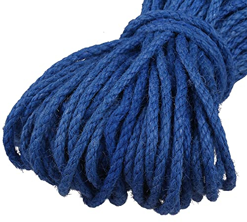 Gartenschnur, 5 mm, Bunte Juteschnur, Starke Kordel, Dicke Seilschnur, geeignet for Heimwerker, Kunsthandwerk, Geschenkverpackung, Hausgarten, Länge 100 Meter, Seeblau (Color : Royal Blue)