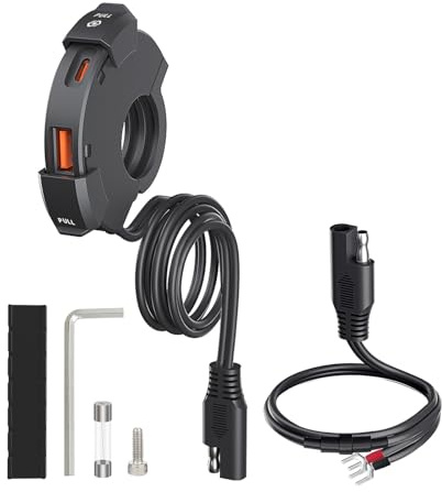 Motorrad USB 12v,Motorrad USB Steckdose 18W Motorrad Handy ladegerät,QC3.0,PD 30 W Wasserdichtes Moto Telefon Ladegerät SAE auf USB Adapter Out 5V-12V