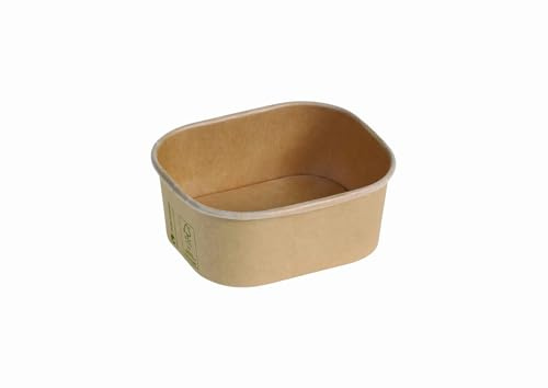 DeinPack 50 Salatschalen to go braun eckig 375 ml 12,5 x 10,5 x 5 cm I Recycelbare Feinkostbecher | Schalen Kraftkarton | Lunchbox | Take away Box