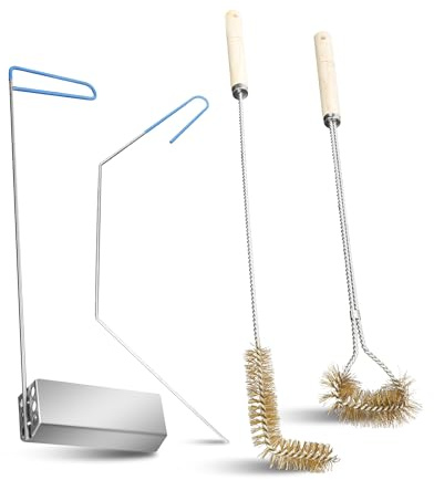 4-in-1 Fryer Cleaning Tools, L Shaped Fryer Cleaning Brush, Deep Fryer Crumb Scoop, Long Handle Deep Fryer Basket Cleaning Brush, Deep Fryer Cleanout Rod, Applies to Commercial Kitchen, Fryer, Drain