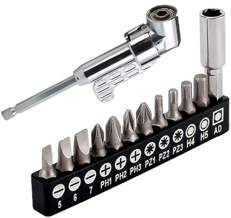 Drill Extension Bit Holder - Right Angle Drill Attachment Screwdriver Set - Drill Attachments, Electrical Tools, Multi-Functional Drill Bits Set for Twist Screws