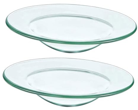 HAWILLOSCH 2 Stück Ersatz Wachsschmelzschale Aus Transparentem Glas ø 7,5cm Wachs Und Ölwärmerplatte Für Aromalampen Vielseitig Einsetzbar Leicht Zu Reinigen Duftlampe Zubehör