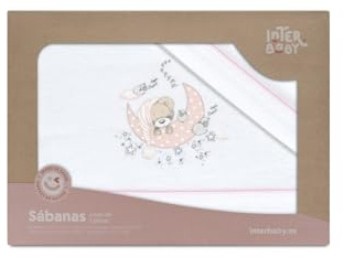 Danielstore- Juego de Sábanas para Cuna 60 x 120 cm Bebé - Sábanas de Invierno Tejido Franela - Incluye Sábana Bajera + Sábana Encimera + Funda Almohada Durmiendo BCO Rosa