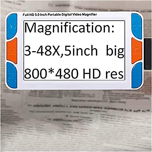 Aiuto alla lettura per non vedenti, lente d'ingrandimento digitale portatile da 5,0 pollici, aiuto visivo portatile per ipovisione, daltonismo, zoom 3x-48x, modalità 26 colori, dispositivo di aiuto