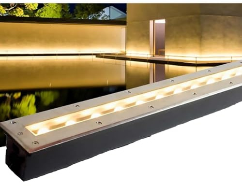 Recessed Outdoor Buried Lamp, Ground LED Landscape Lights, IP65 Waterproof Rectangle LED Spot Lights, AC85-265V Low Voltage LED Floor Light, for Villas Driveway Deck Step Yard Garden Pathway(Warm whit