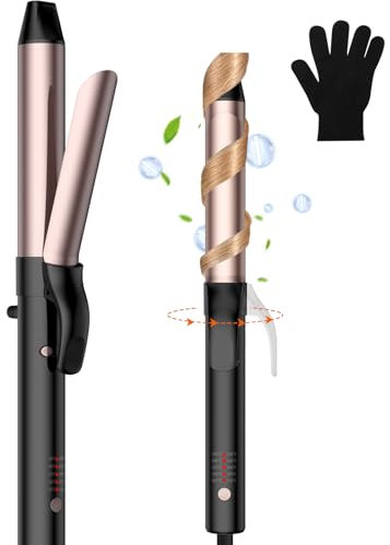 Rotating Hair Curler, 32mm 1.25 inch Automatic Curling Iron,140-230℃ Heat Setting LCD Display, Large Barrel Curling Wand for Long Hair, Creates Loose Natural Curls, 360° Rotating