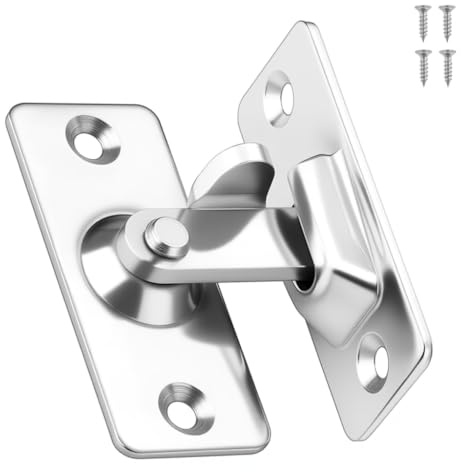 90 Degree Right Angle Door Lock, Small Bolt Lock Internal Door-Latch Stainless Steel Door Lock Bending Buckle Door-Bolts for Bathroom Toilet Garage Garden, 1.9x4.4cm
