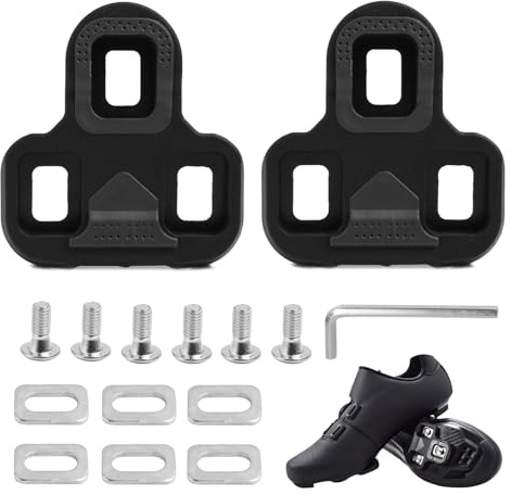 FunWorth Fahrrad Cleats Set, Kompatibel mit Look Keo Blade 2 Max Carbon Classic Pedalen, 3-Loch Grip System, 4.5° Schwimmbewegung, Grau, MTB Pedalplatten, Rennrad Fahrradzubehör