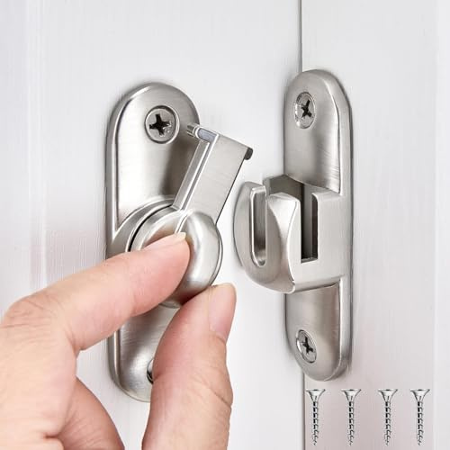 LuyoNova Serratura Porta Scorrevole,Chiavistello Porta Chiavistello per Porta in Legno Serratura Porta Interna 90/180 Gradi Blocca Porta Door Lock con Viti,per Cucine Camera Letto Studio Bagni