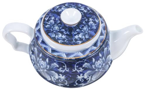 Ciieeo Teiera in Ceramica Blu Elegante e Delicata Aspetto Vintage con Manico Piccola Teiera Design Speciale Antiscottatura per Casa e Ufficio per Tè
