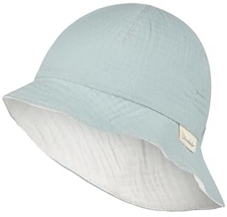 Sterntaler Wende Sonnenhut Uni – Sonnenhut aus weichem Bio-Baumwoll-Musselin, beidseitig tragbar, atmungsaktiv, pflegeleicht, mit UV-Schutz 50+