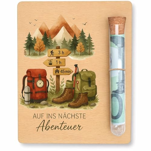 Snyvpra Wandern Geschenk, Geldgeschenk Mann, Geschenke Für Wanderer, Outdoor Abenteuer Geschenk Mit Holz Und Hanfseil, Reise Andenken Für Geburtstag Und Urlaub