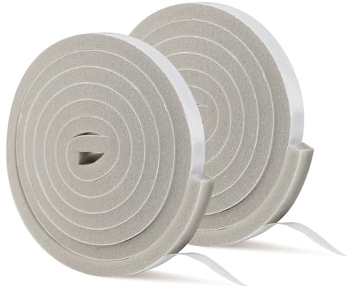 RoxNvm Ruban mousse d'Étanchéité, 2 Rouleaux Bande d'Étanchéité en Mousse, de Ruban d'Étanchéité en Mousse, Bande de Joint d'Isolation Phonique, Coupe-Froid, Anti-Collision,Antichoc(10mmx15mmx2m)