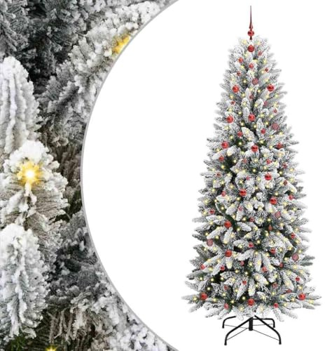 vidaXL Árbol de Navidad Artificial con 300 LED 93 x 93 x 240 cm, Árbol de Navidad Moderno con Forma Cónica y Preiluminado, Vegetación Decorativa de Interior, Acento Estacional Navideño, Decoración de