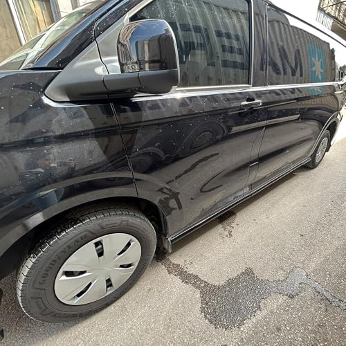 Seitenschweller kompatibel mit VW T7 2024+ / Ford Custom MK2 2023+ | kompatibel mit Volkswagen Transporter T7 SWB 2024- & Ford Transit Custom (V710)0 SWB 2023- - Schwarz glänzend