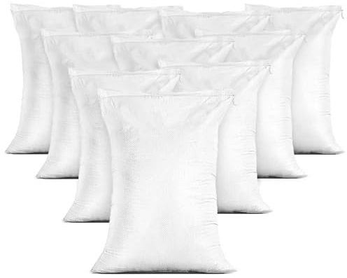 CeyKvo Sacos de arena para inundaciones - Sacos de arena vacíos con cordón para facilitar el llenado - Protección contra inundaciones para ventanas de sótano - Bolsa de tela PP blanca (40 x 60 cm) (20
