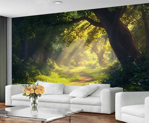 GIVLWF Naturtapete & Wandbild, Grüner Wald, Schlafzimmertapete, Frühlings-Wandtapete für Wohnzimmer, Wandbild und Heimdekoration, nicht selbstklebend