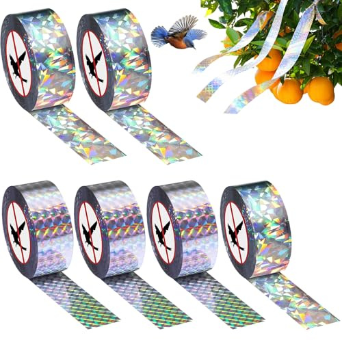 Infreecs 6PCS 80 m x 2,4 cm Ruban Repulsif Pigeon Oiseaux, Réfléchissant Double Face, Anti Oiseaux Bande, pour Maison, Jardin, Cour, verger, terrasse, extérieur