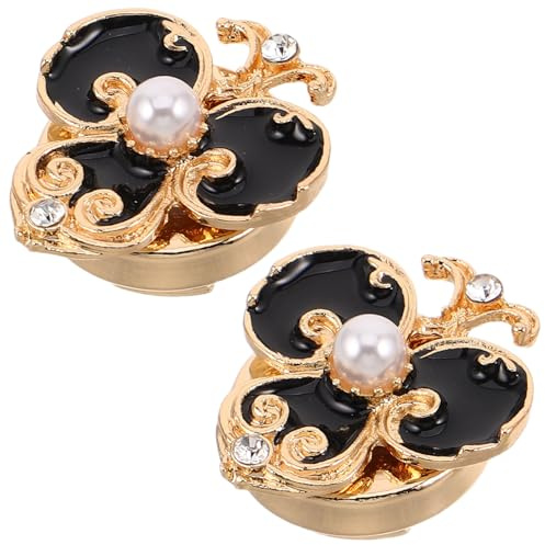 Healvian Gemelos Vintage para Mujer 1,5 Cm Flor Negra Clip, Cubiertas Decorativas para Puños de Camisa, Accesorios Joyas de Gemelos para Blusas, Chaquetas y Vestidos Formales