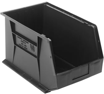 Quantum Storage Systems QUS260BR Ultra Stack & Hang Recycled Plastic Heavy Duty Part Organizer Black Bins 18 L x 11 W x 10 H 4 Pack