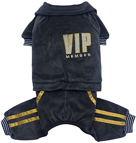 Doggy Dolly DRF010 Jogginganzug für Hunde VIP, schwarz, Winter, Größe : S