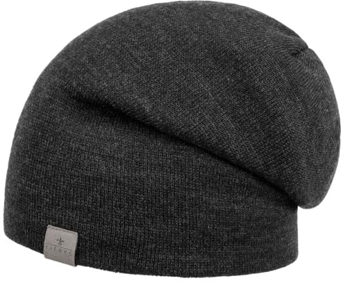 Lierys Fine Merino Lång Beanie by Damer/Herrar/Barn - Made in Germany mössa dam vintermössa Oversize, Oversize Höst Sommar Vår Vinter Sommar-Vinter - One Size antracit