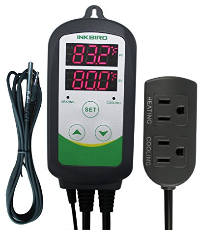 Inkbird Dual Stage Temperature Controller Heating and Cooling with AC 100 to 240V ITC-308S and NTC Probe for Grow Room Fermentation Fridge Brewing