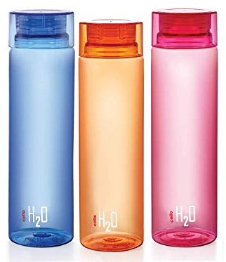 Cello H2O Unbreakable Bottle, 1 Litre, Set of 3, Colour May Vary