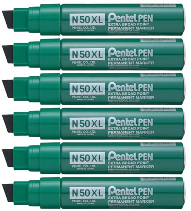 Pentel N50XL-D Chisel Tip Permanent Marker - Green (Pack of 6)