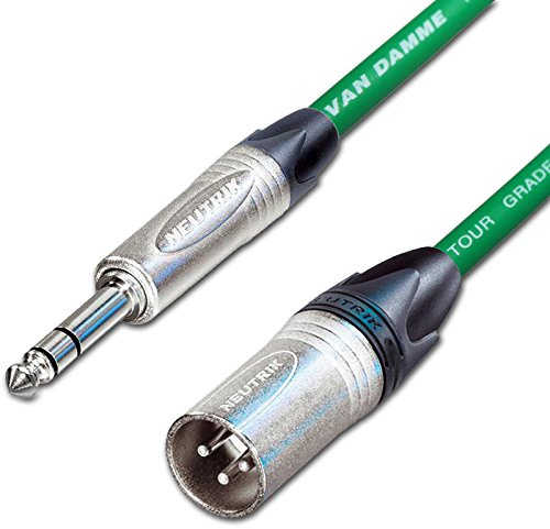 Male XLR to ¼ TRS Jack Lead. Balanced Van Damme Mic Cable. Short 10m 6m 3m 20m (1.5m, Green)