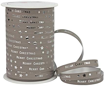 Präsent – Ringelband „Merry Christmas“, sandstein, 10 mm - 100 m