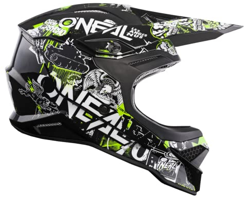 O'NEAL | Casco de Motocross | Motocicleta, Enduro | Estándares de Seguridad ECE 22.05, Carcasa ABS, ventilación y refrigeración óptima | 3SRS Helmet Attack 2.0 | Adultos | Negro Amarillo | Talla M