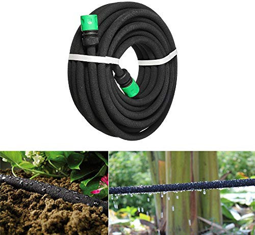 TuToy Irrigazione A Goccia Da Giardino 15M Con Tubo Flessibile Nero Per Irrigazione Porosa