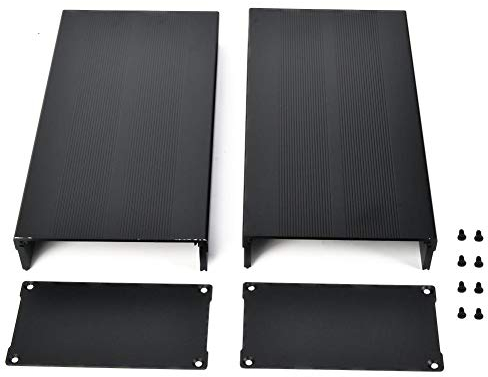 Scatola Elettronica Alluminio Progetto in Lega di Custodia Elettronica Scatola PCB Fai Te Amplificatore Audio Custodia Protettiva Elettronica Sabbia Nera 55x106x200mm