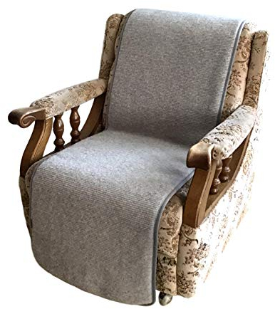 Sesselschoner Anti-Rutsch 100% Wolle, 50 x 200 cm (Grau Wellenoptik)