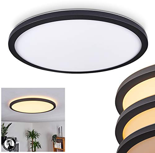 HOFSTEIN LED Deckenpanel Boyero, dimmbare Deckenleuchte aus Metall/Kunststoff in Schwarz/Weiß, rundes Panel Ø 40,5 cm, über Lichtschalter dimmbar, 24 Watt, 3000 Kelvin, 2600 Lumen, Schlafzimmer, Küche