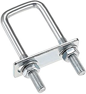 sourcing map 4 Stück M8 Vierkant U-Bolzen Quadratische Bügelbolzen Bügelschrauben 25mm Innenbreite 90mm Länge mit Mutternrahmen und Befestigungselementen, Kohlenstoffstahl